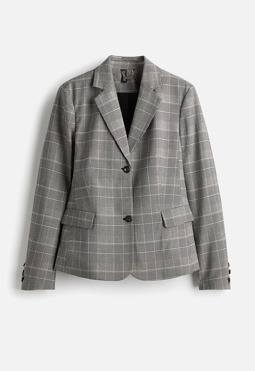 H&M - Single-breasted blazer - grey/checked