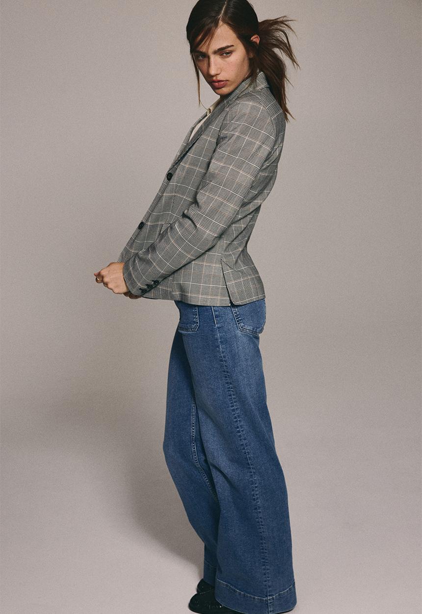 H&M - Single-breasted blazer - grey/checked