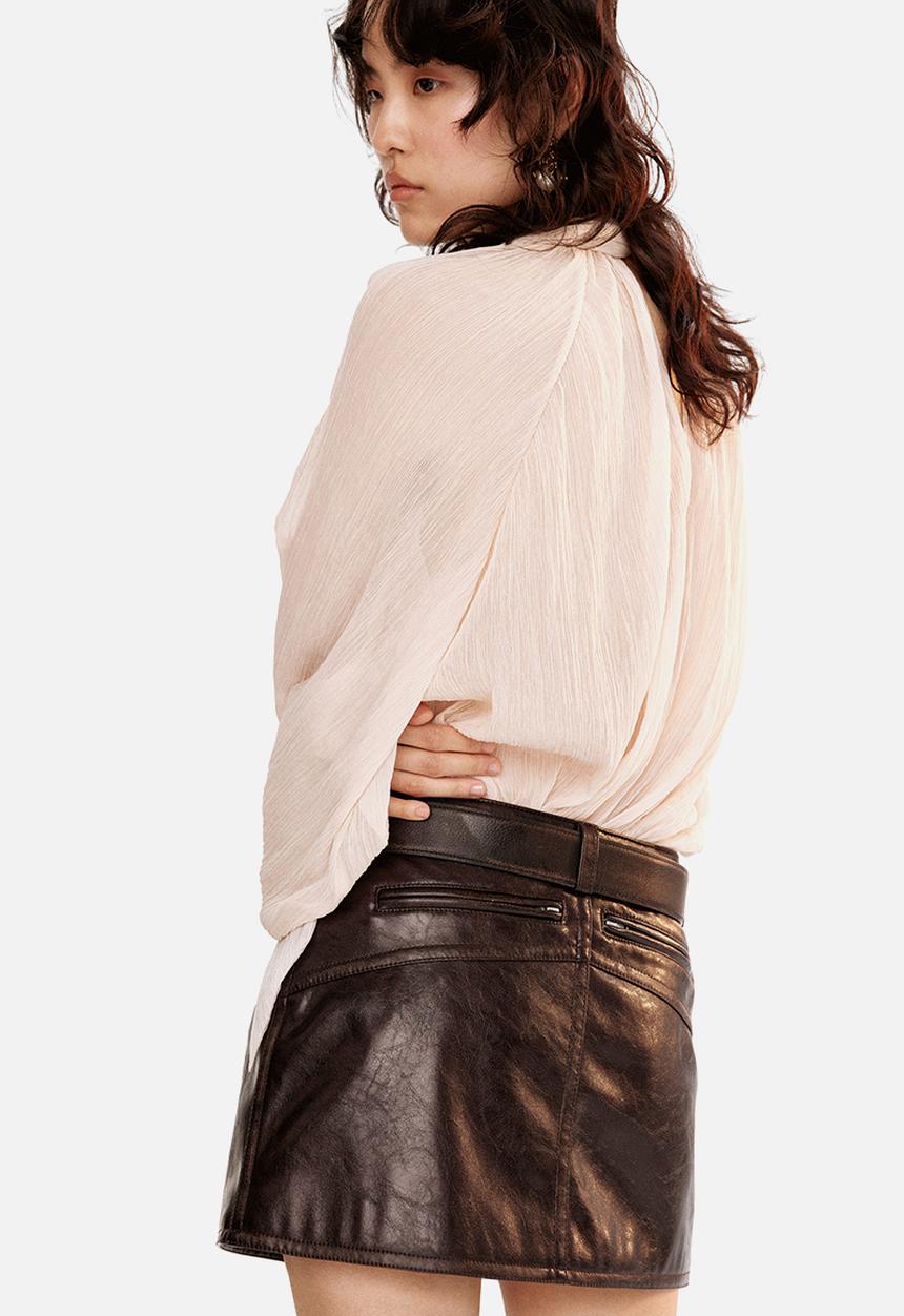 H&M - Coated mini skirt - dark brown 