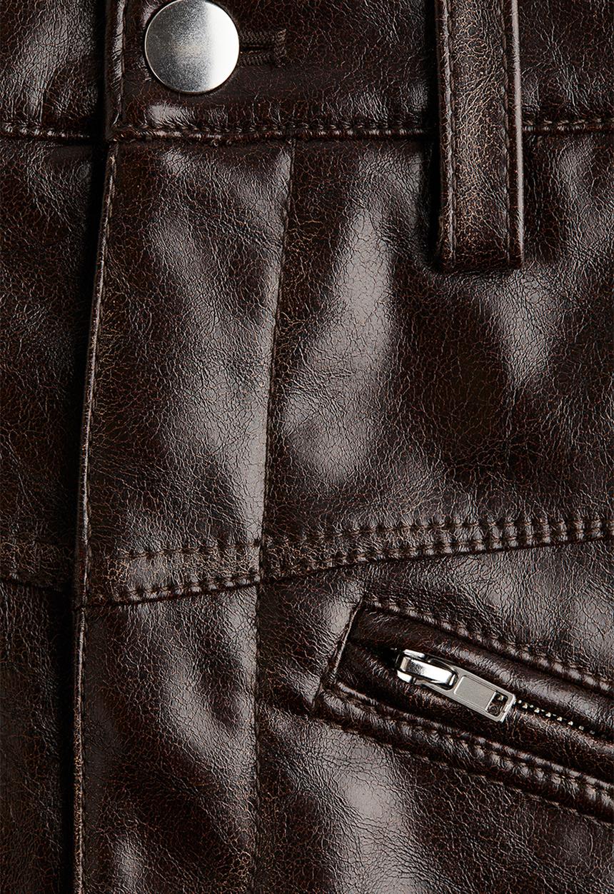 H&M - Coated mini skirt - dark brown 