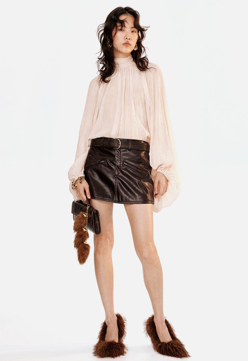 H&M - Coated mini skirt - dark brown 