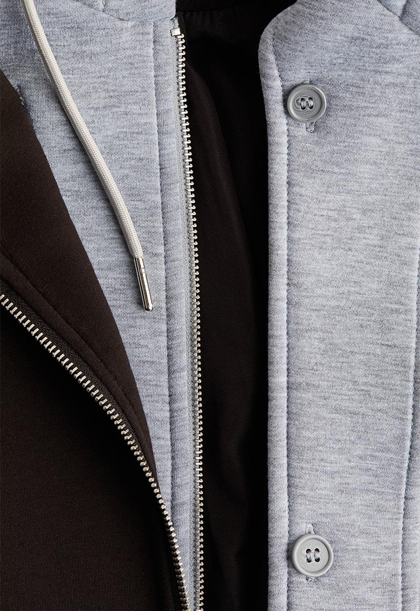 H&M - Layered scuba jacket - dark brown & grey marl