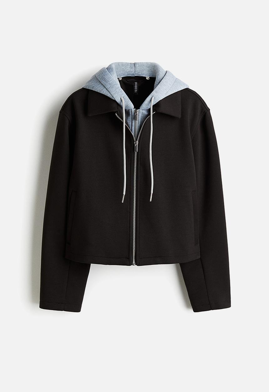 H&M - Layered scuba jacket - dark brown & grey marl