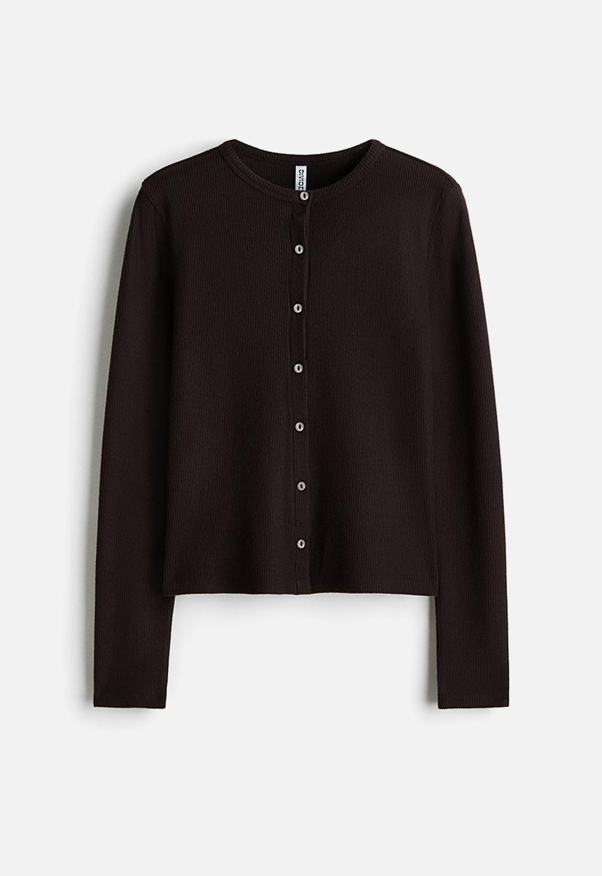 H&M - Waffled cardigan - dark brown