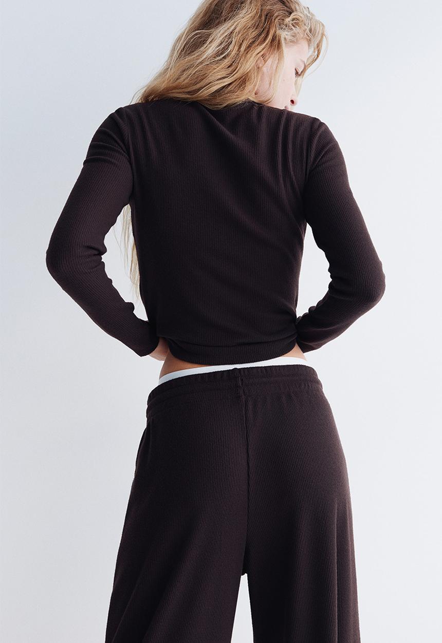 H&M - Waffled cardigan - dark brown