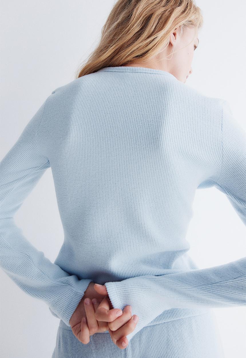H&M - Waffled cardigan - light blue