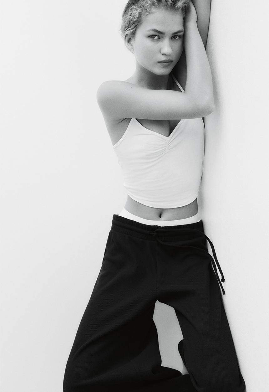 H&M - Waffled drawstring trousers - dark brown