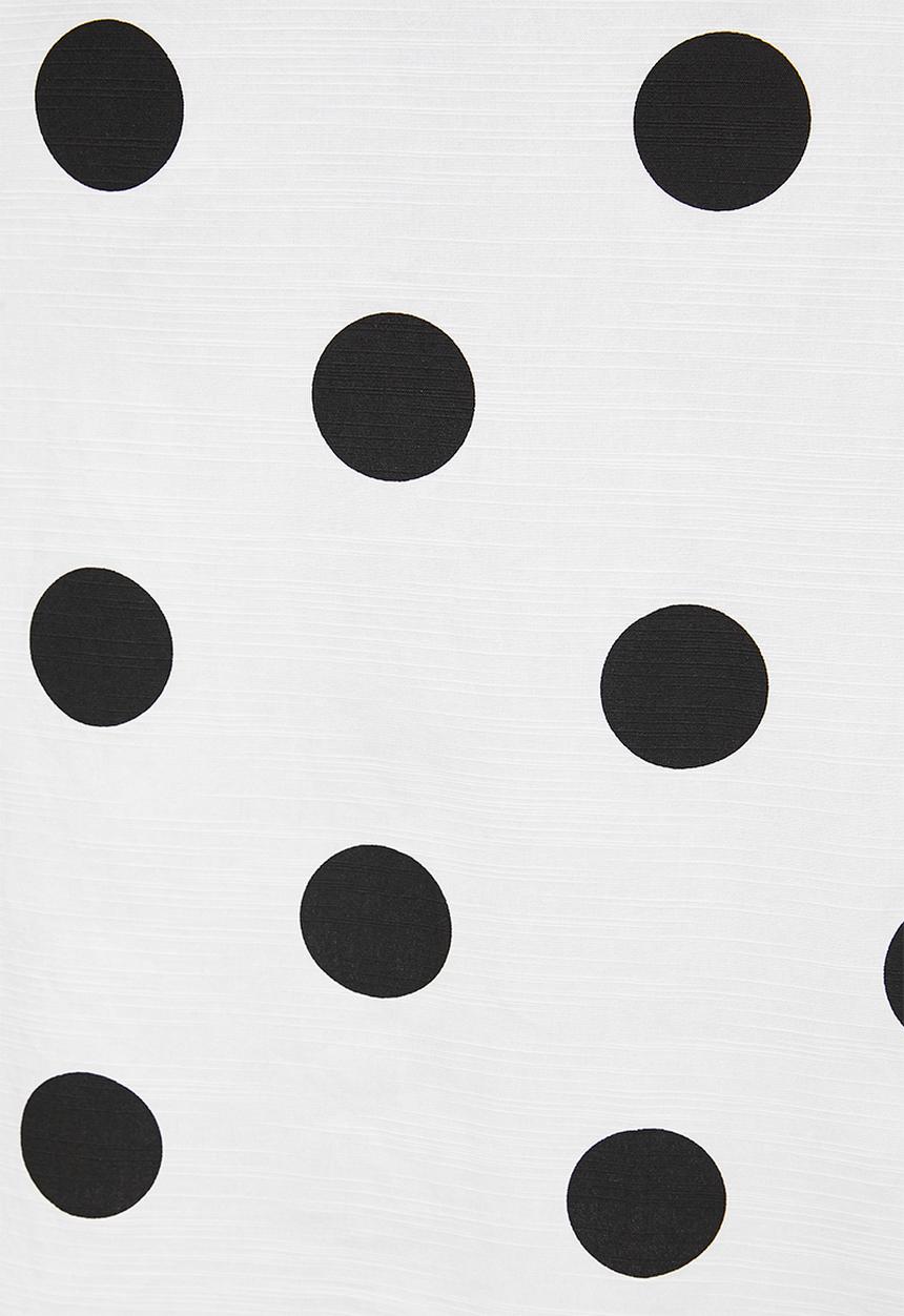 Me&B - Plus Spot Linen Blend Dress with Lace Up Detail - White