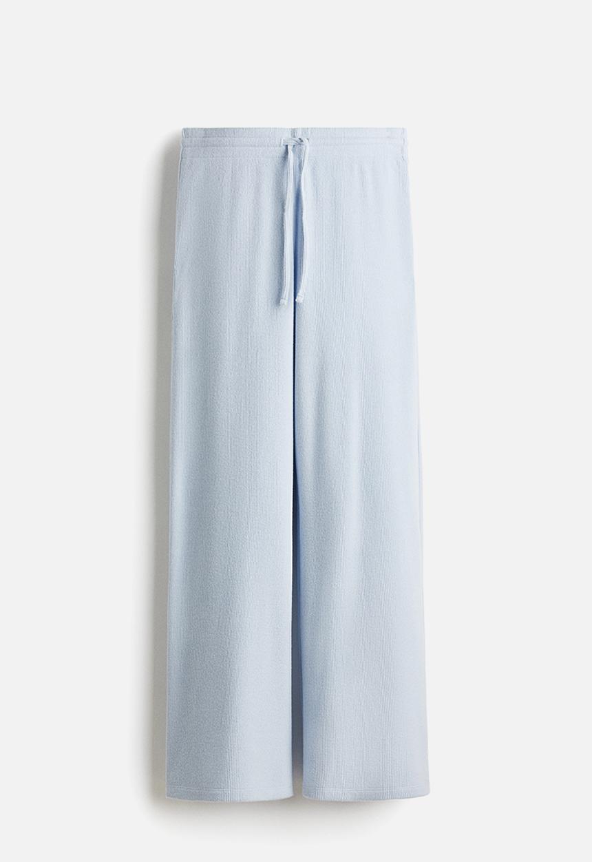 H&M - Waffled drawstring trousers - light blue