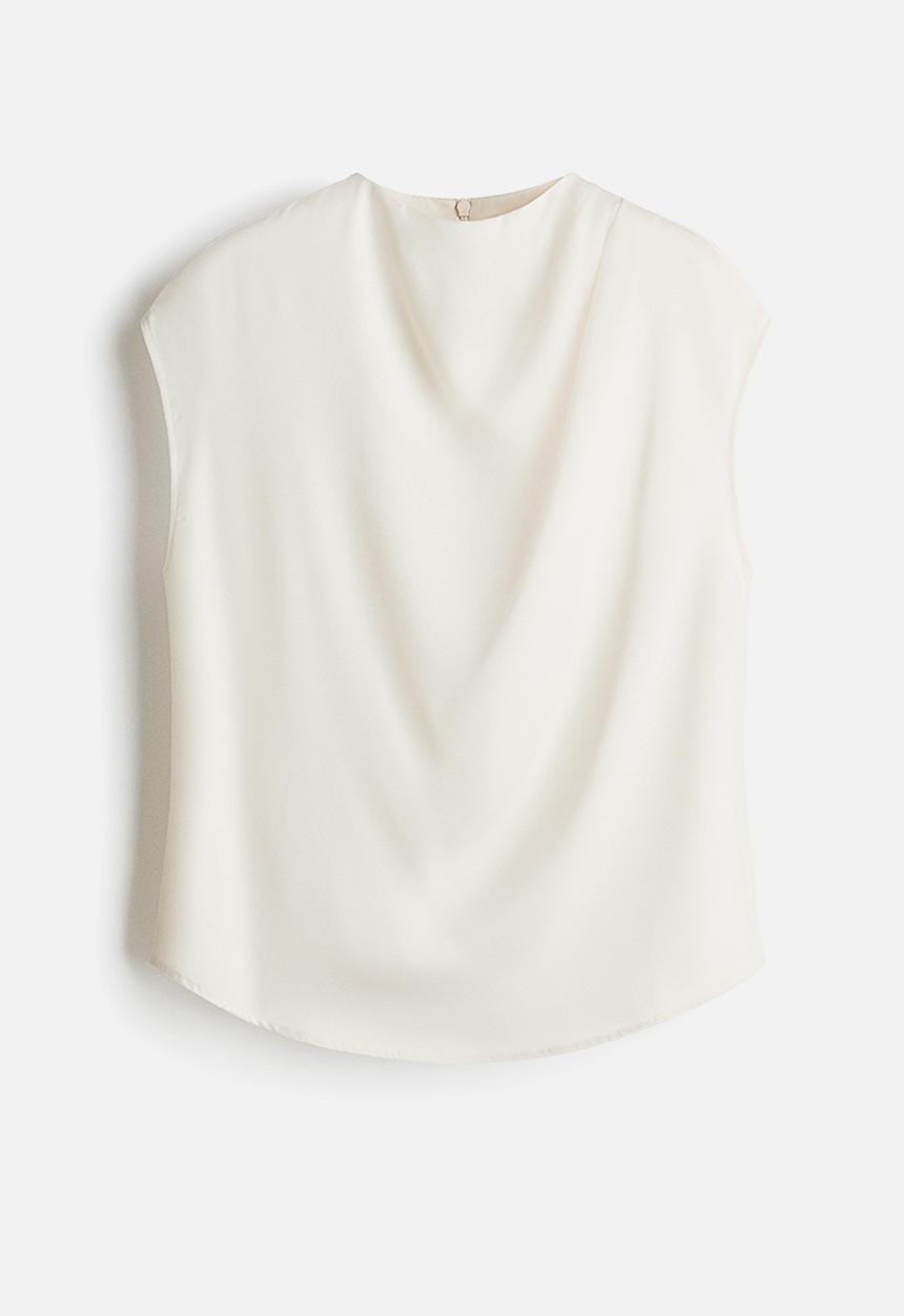 H&M - Cap-sleeved blouse - cream