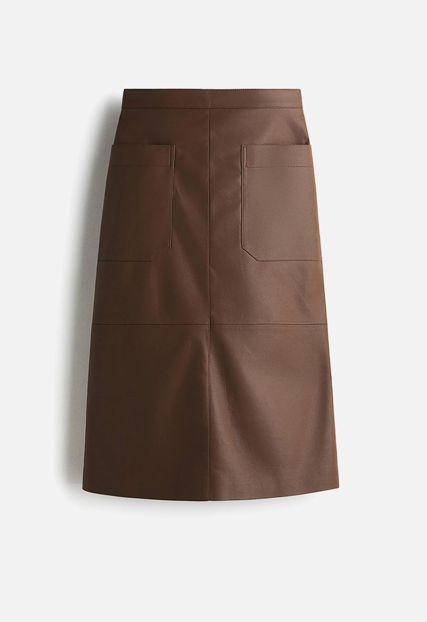 H&M - Coated midi skirt - brown