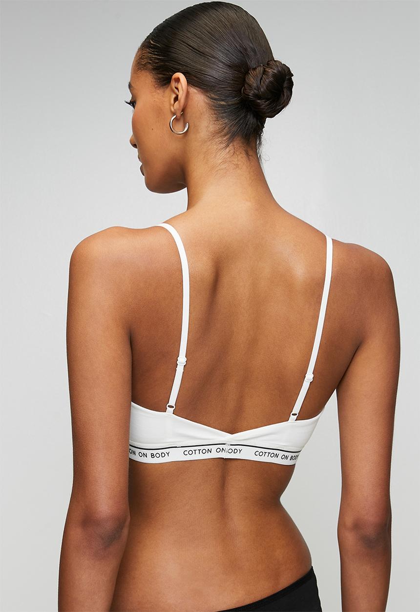 Cotton On - Branded Cotton Scoop Bralette 2 Pack - Black/White