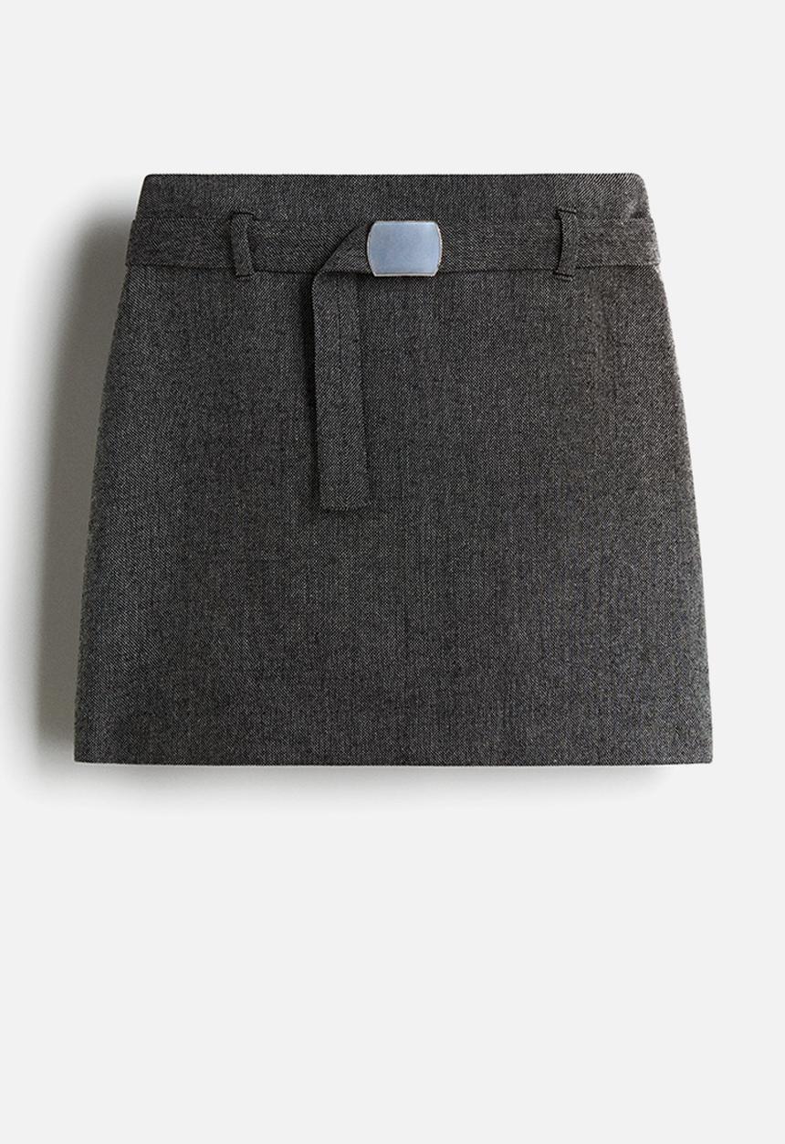H&M - Belted mini skirt - black marl
