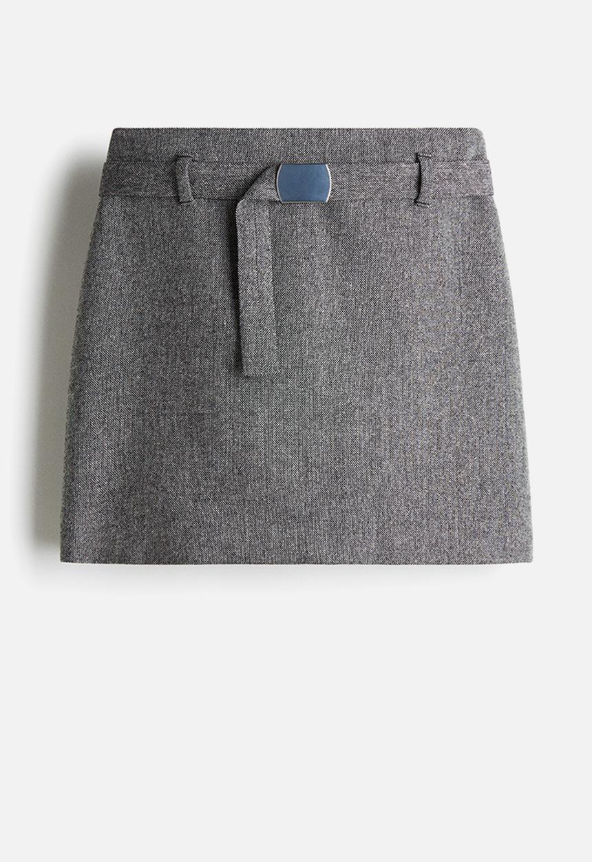 H&M - Belted mini skirt - black marl