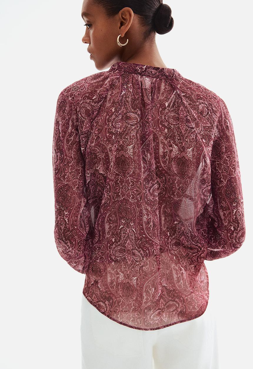 H&M - Patterned chiffon blouse - dark pink paisley pattern