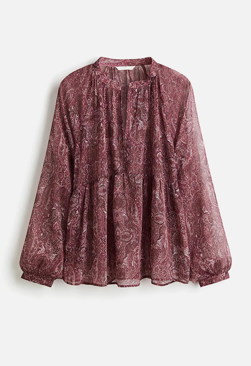 H&M - Patterned chiffon blouse - dark pink paisley pattern