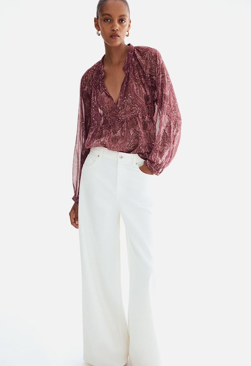Patterned chiffon blouse - dark pink/paisley pattern - 1302510001