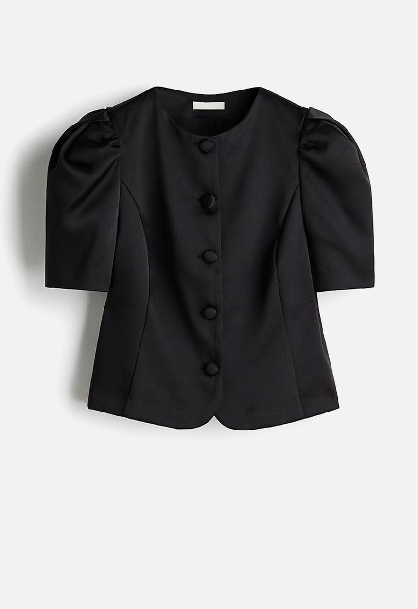 H&M - Puff-sleeved blouse - black
