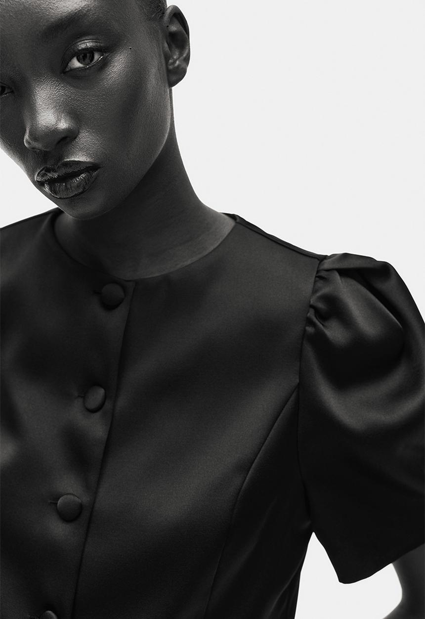 H&M - Puff-sleeved blouse - black