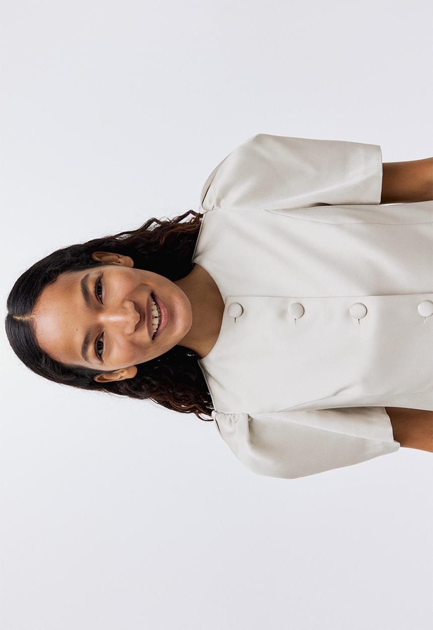 H&M - Puff-sleeved blouse - light greige