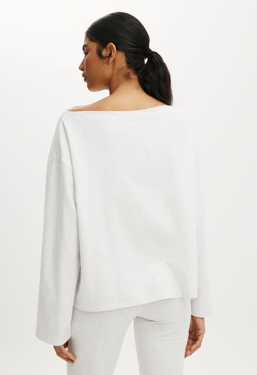 Cotton On - Dreamy soft boatneck long sleeve - light grey marle