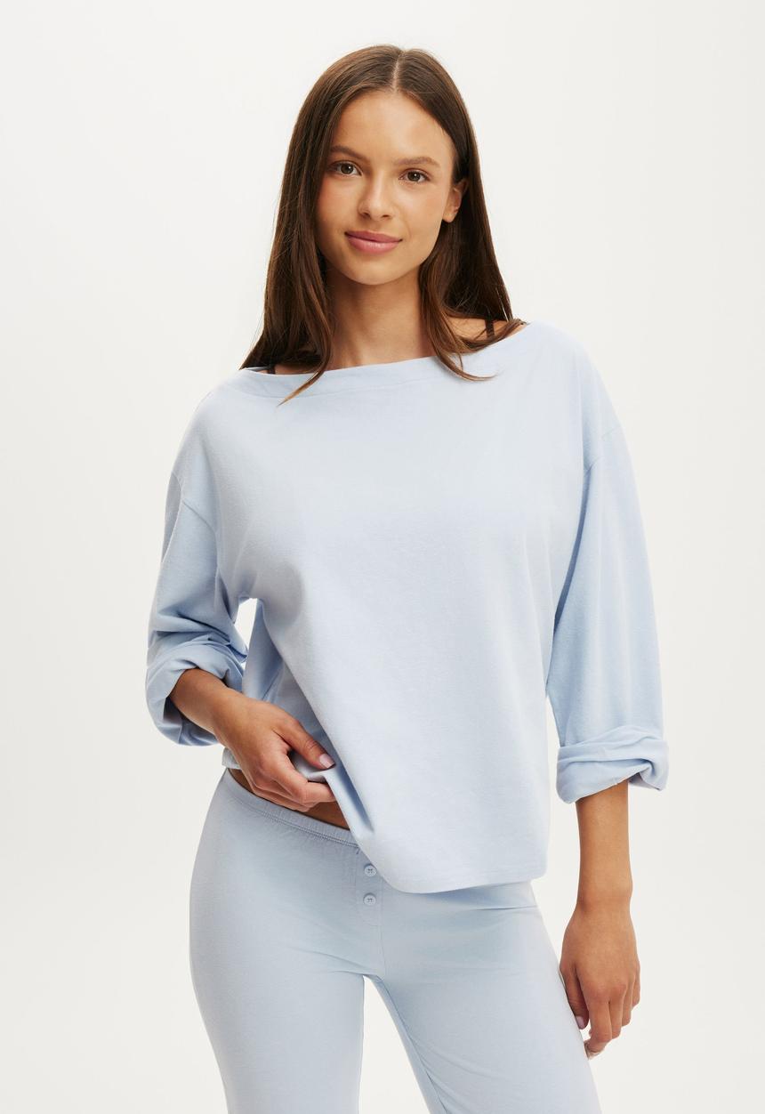 Cotton On - Dreamy soft boatneck long sleeve - violet blue