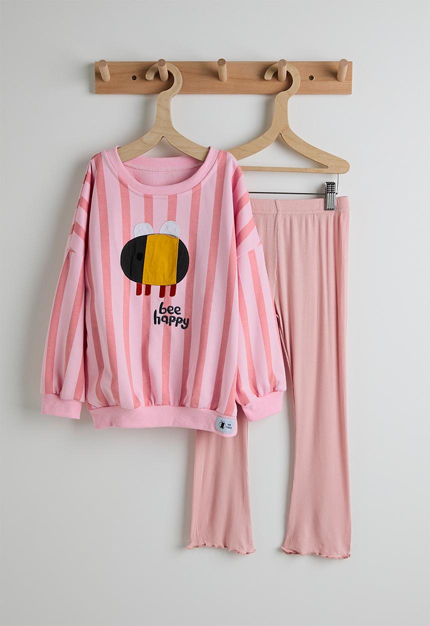 Pop Candy - Sweat top with ribbed leggings - pink/stripes