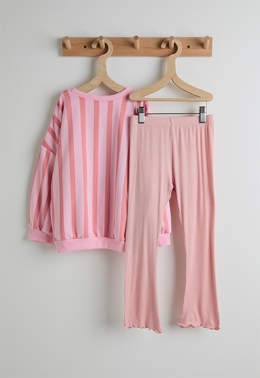Pop Candy - Sweat top with ribbed leggings - pink/stripes