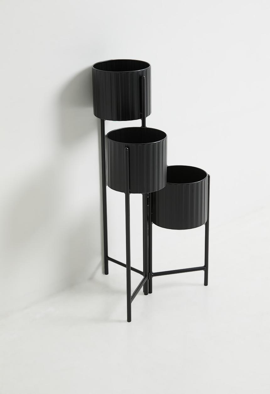 H&S - Trio metal planter - Black