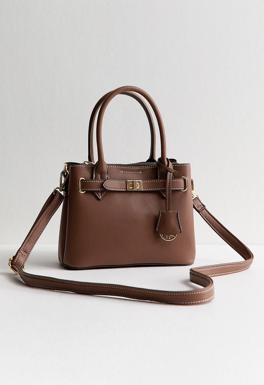 New Look - Mini Annie Belted Triple Comp Bag - Brown