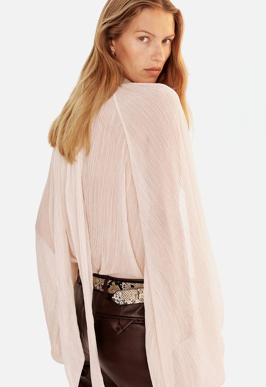 H&M - Tie-neck blouse - powder pink