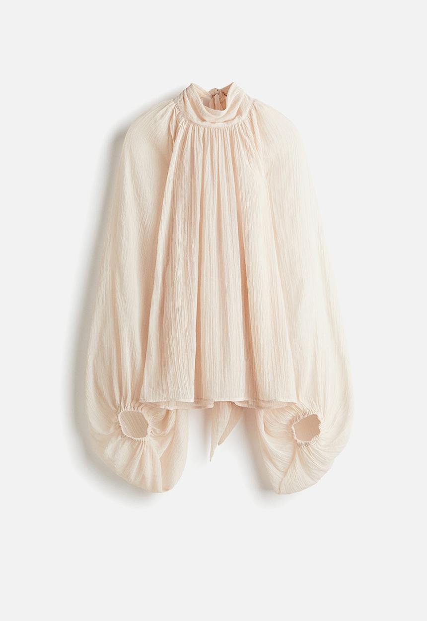 H&M - Tie-neck blouse - powder pink