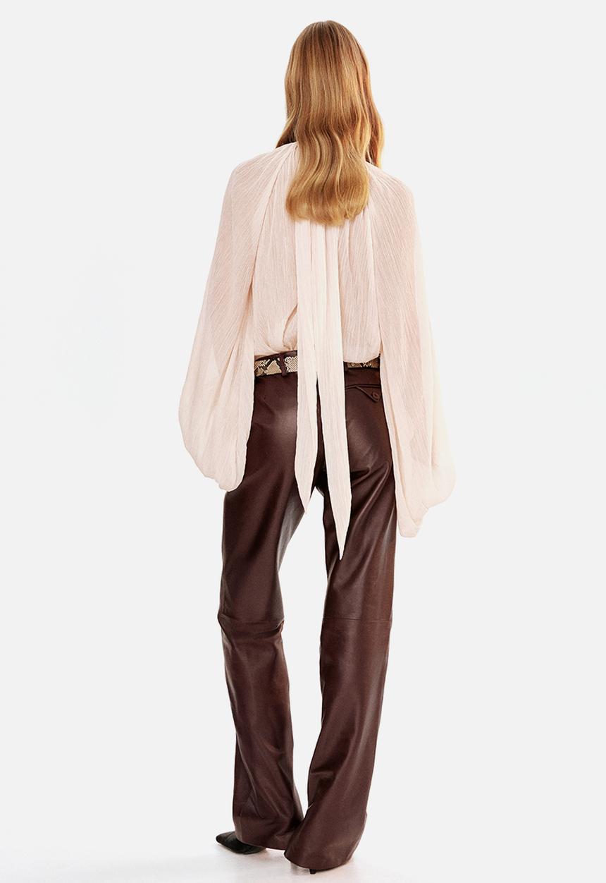H&M - Tie-neck blouse - powder pink