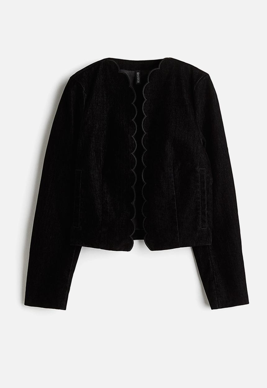 H&M - Flocked denim jacket - black
