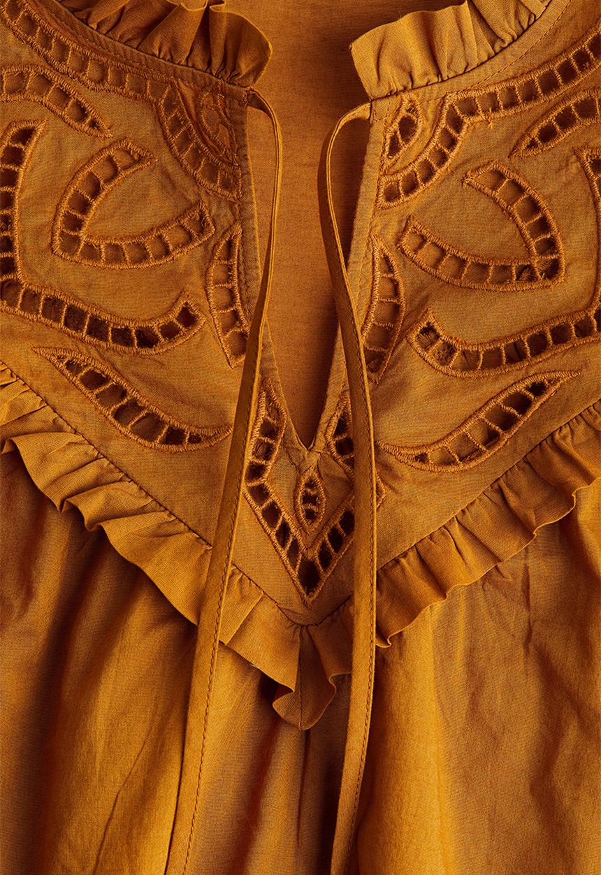 H&M - Broderie anglaise-detail blouse - mustard yellow 