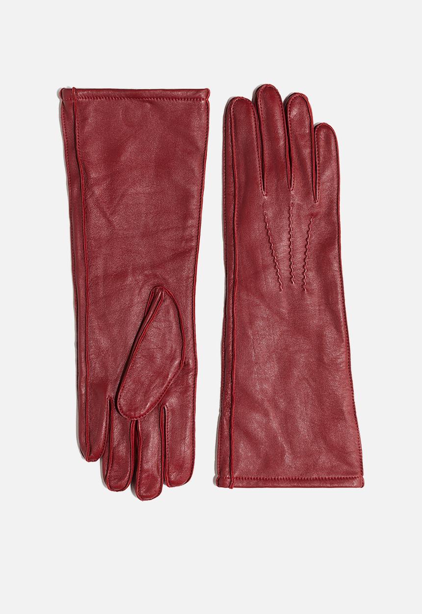 H&M - Long leather gloves - dark red
