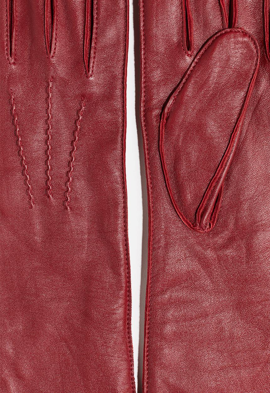 H&M - Long leather gloves - dark red