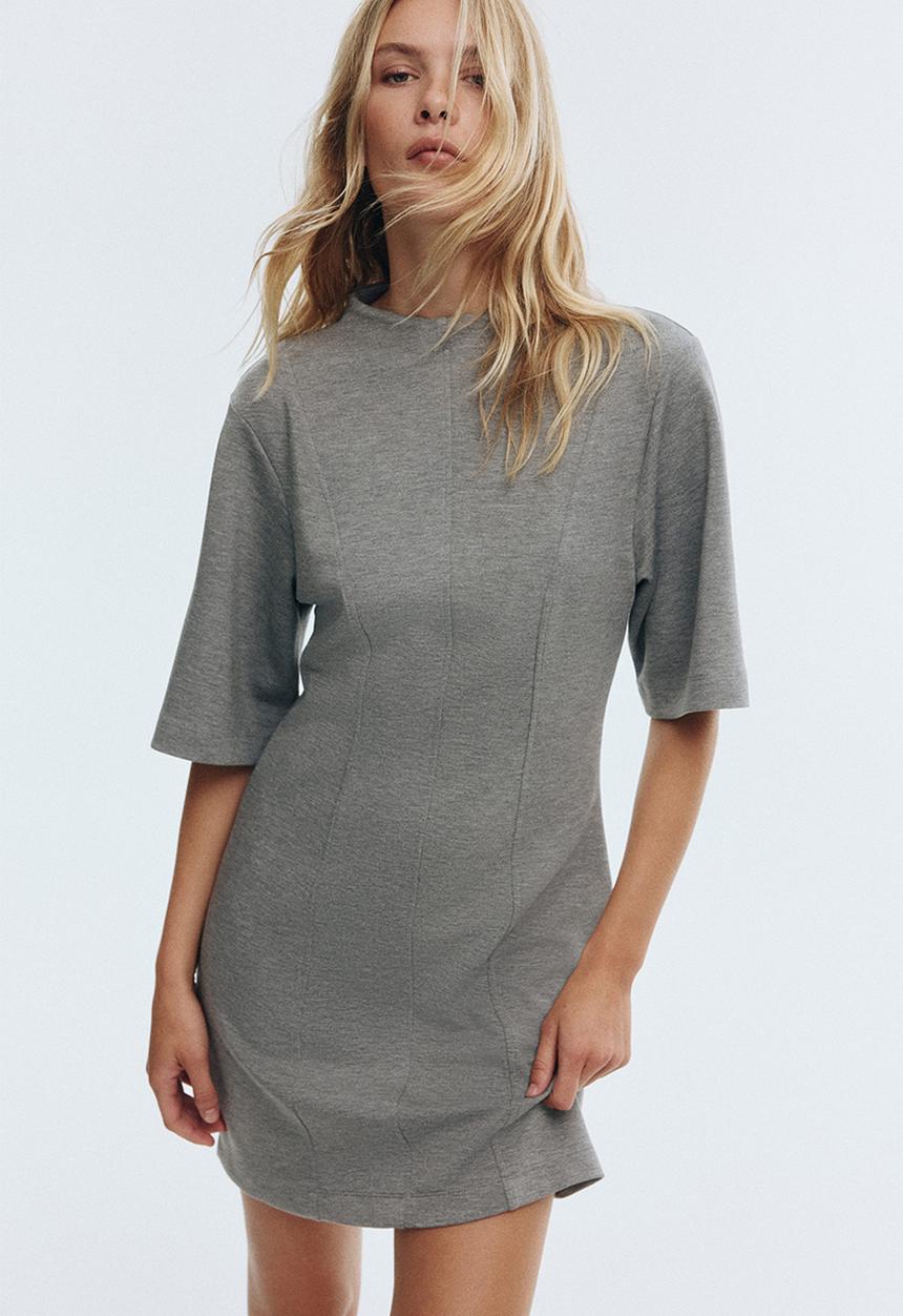 Scuba mini dress - grey marl - 1306256001