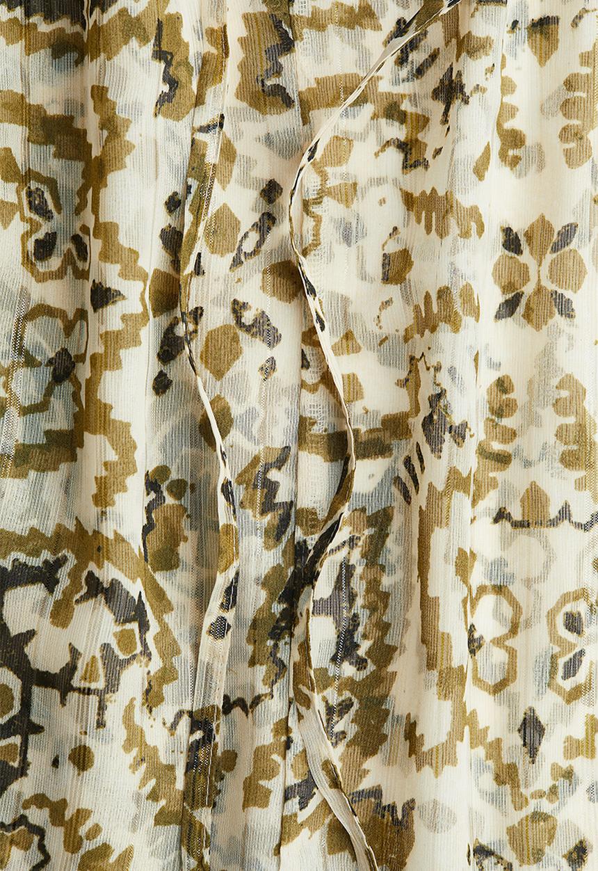 H&M - Frilled-collar blouse - light beige patterned 