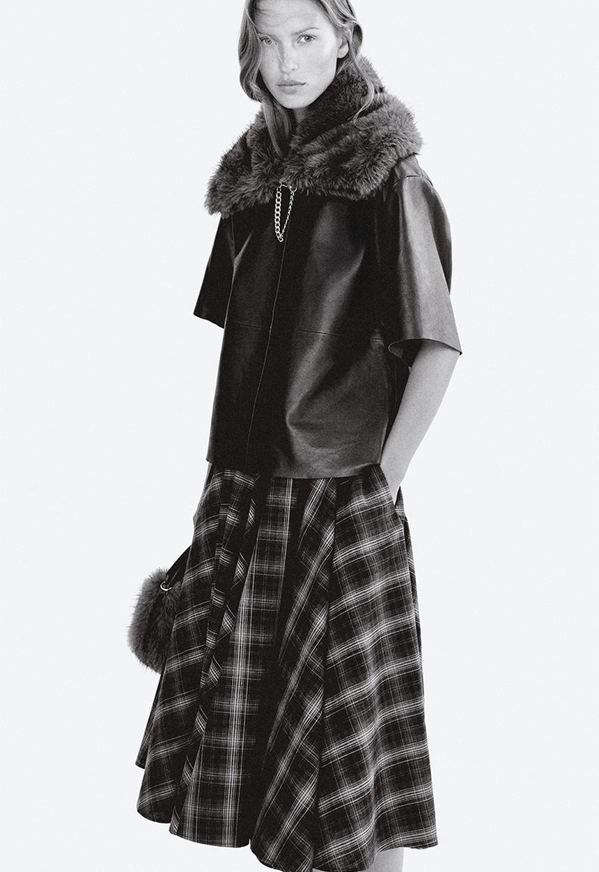 H&M - Circular cotton skirt - dark grey checked