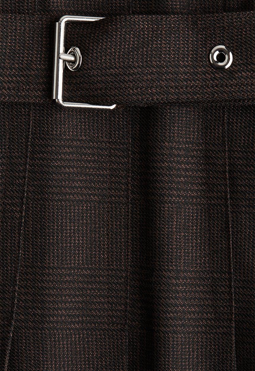 H&M - Belted pleated skirt - dark brown 