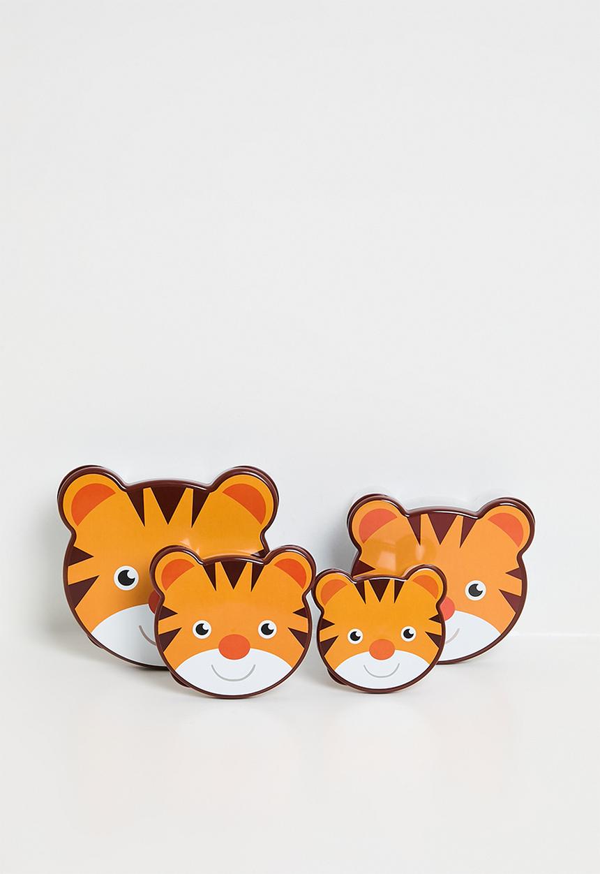 Excellent Houseware - Tiger food storage set of 4 - Orange