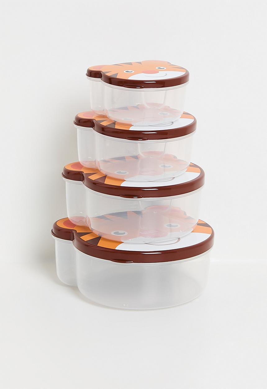 Excellent Houseware - Tiger food storage set of 4 - Orange