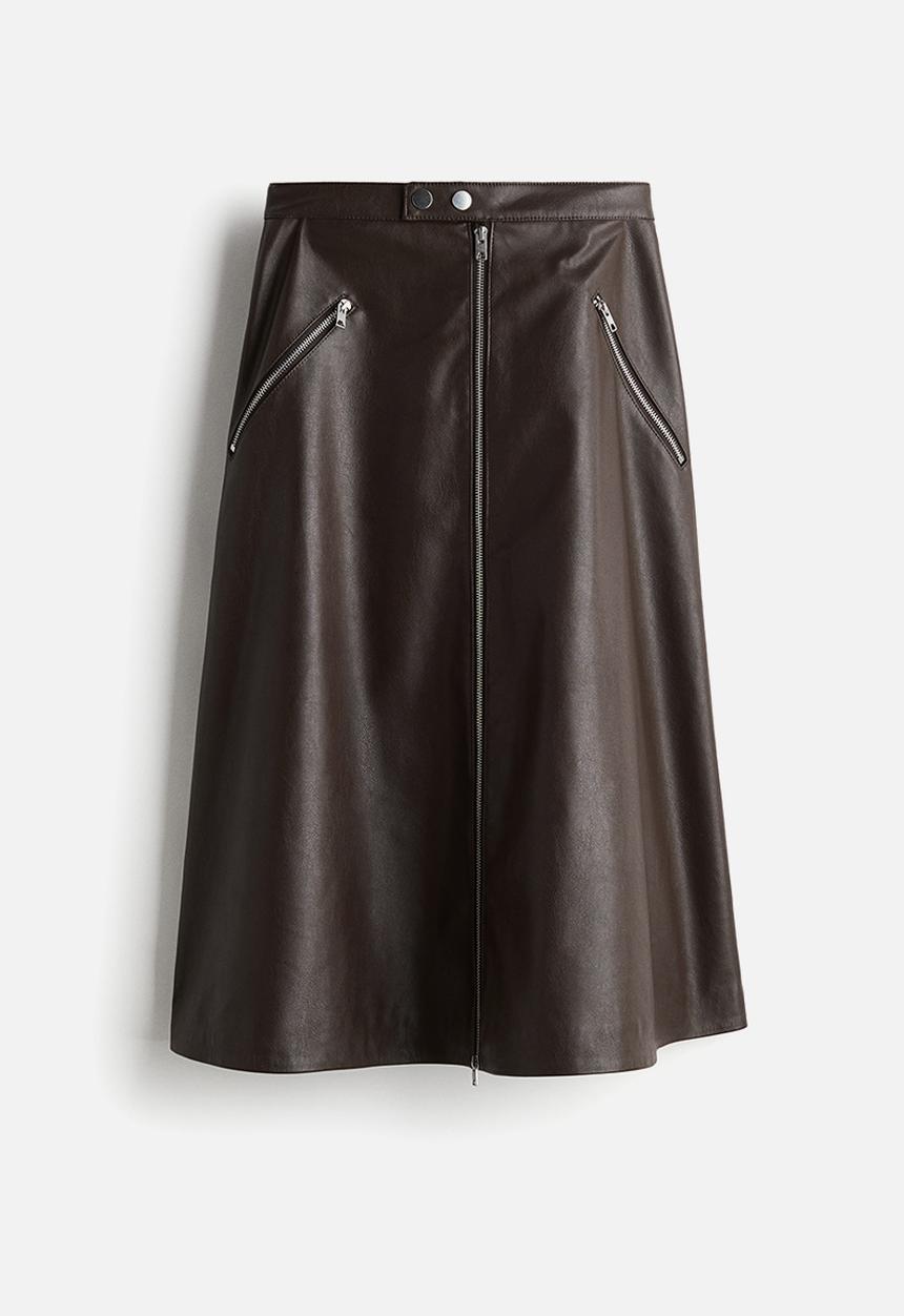 H&M - Coated a-line skirt - dark brown