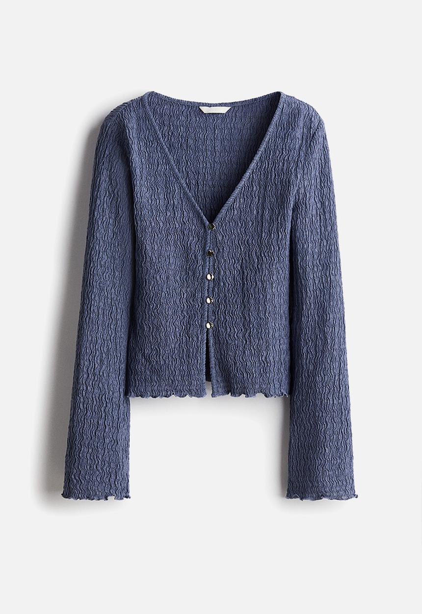 H&M - Overlock-detail cardigan - pigeon blue