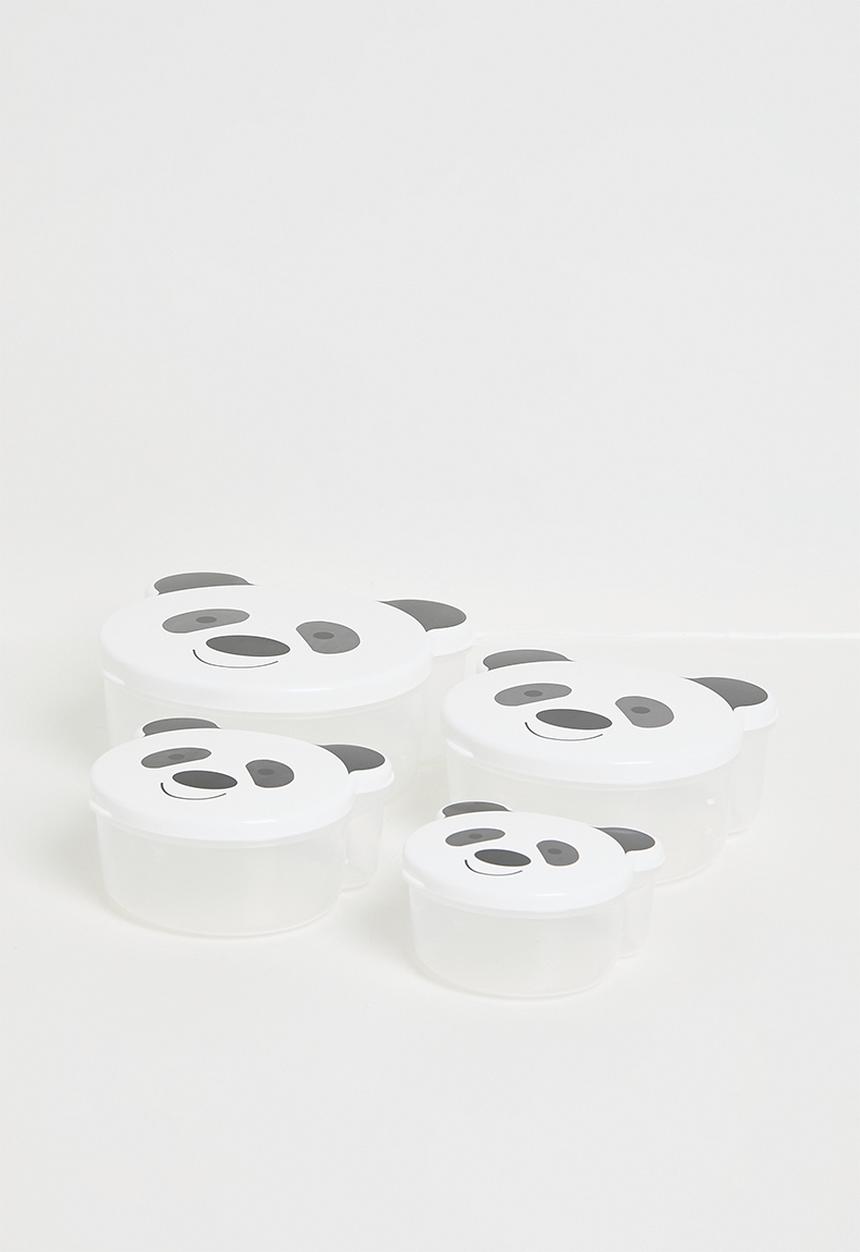 Excellent Houseware - Panda food storage set of 4 - White