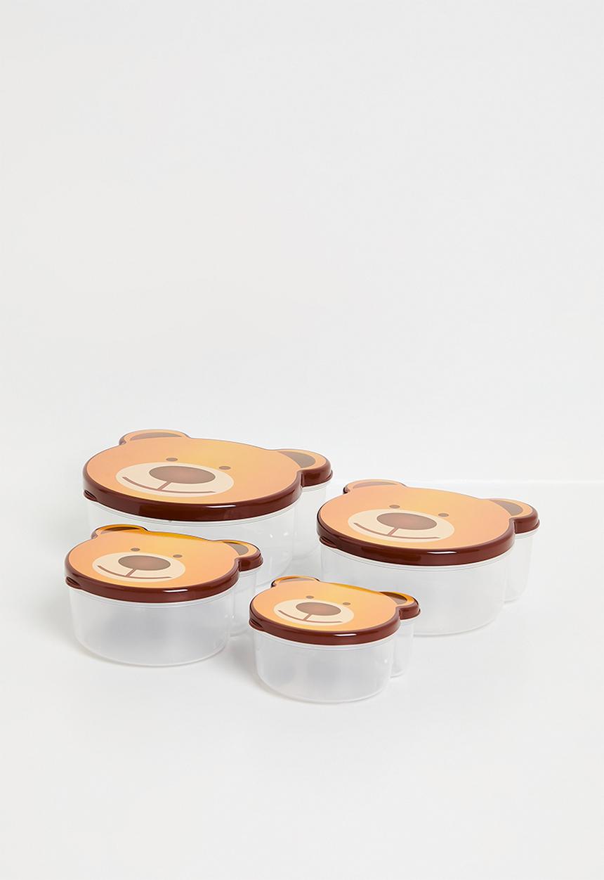 Excellent Houseware - Bear food storage set of 4 - Brown