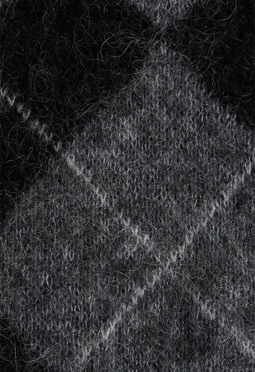 H&M - Mohair-blend scarf-collar top - grey argyle pattern