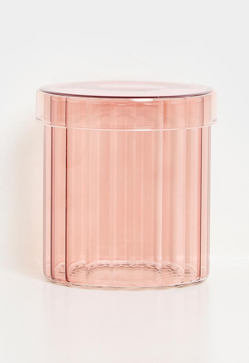 Bathroom Solutions - Regal Glass Storage Jar & Lid 550ml -Petal