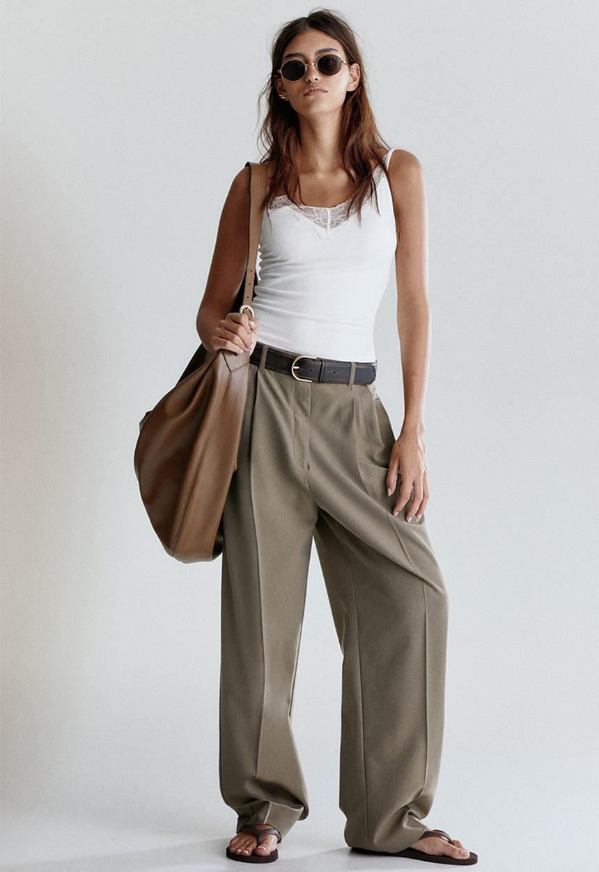 H&M - Lace-trimmed strappy top - white